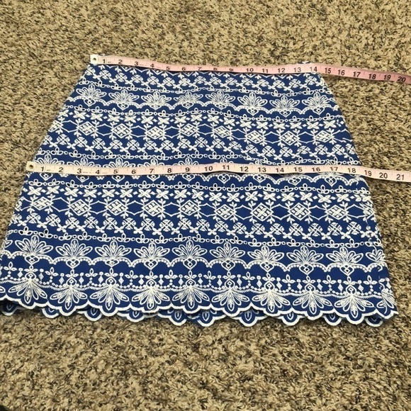 NWT Ann Taylor Skirt Size 4 Blue Embroidered Eyelet Scallop Hem High Waist Mini - Picture 7 of 9